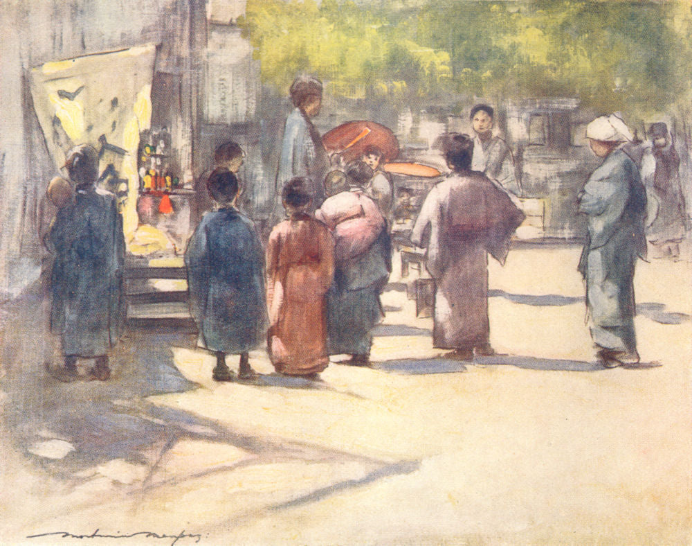 JAPAN. Stall 1904 old antique vintage print picture